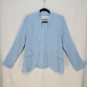 Organic Rags Open Blazer‎ Woman Extra Small Bue Cotton Linen Blend made in Italy